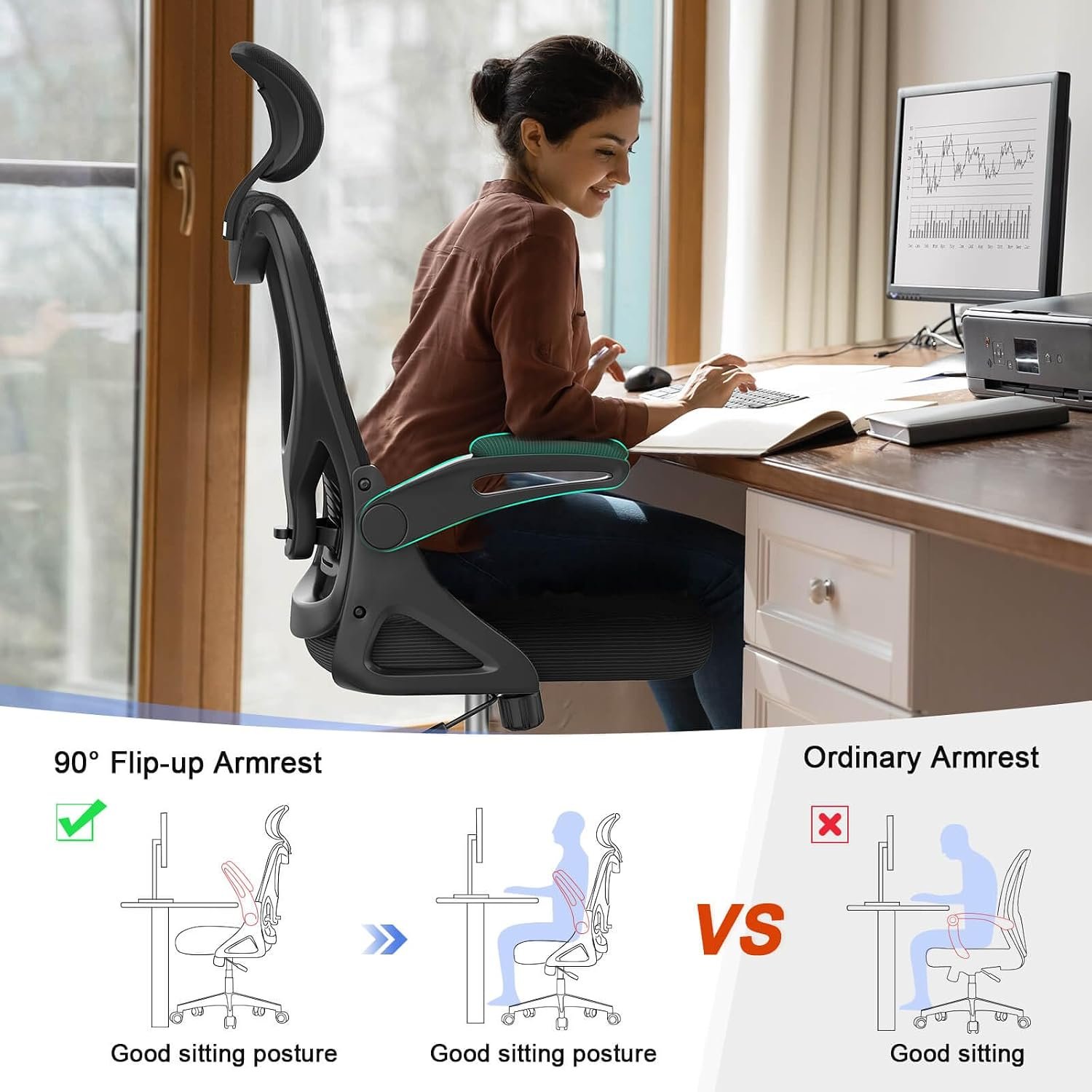 NordHorne 90-degree flip-up armrests